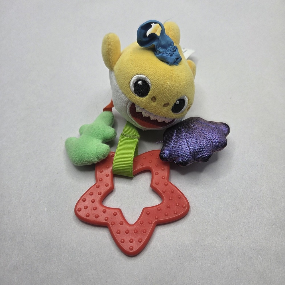 Pinkfong Baby Shark Plush Teether Rattle Toy Infant Sensory BPA Free